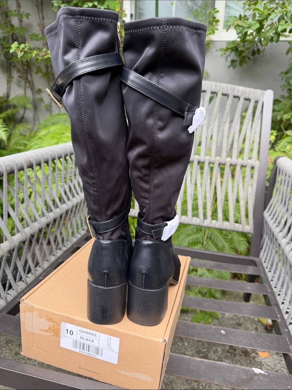 New Journee Collection Black Knee High Buckle Strap Block Heel Boots